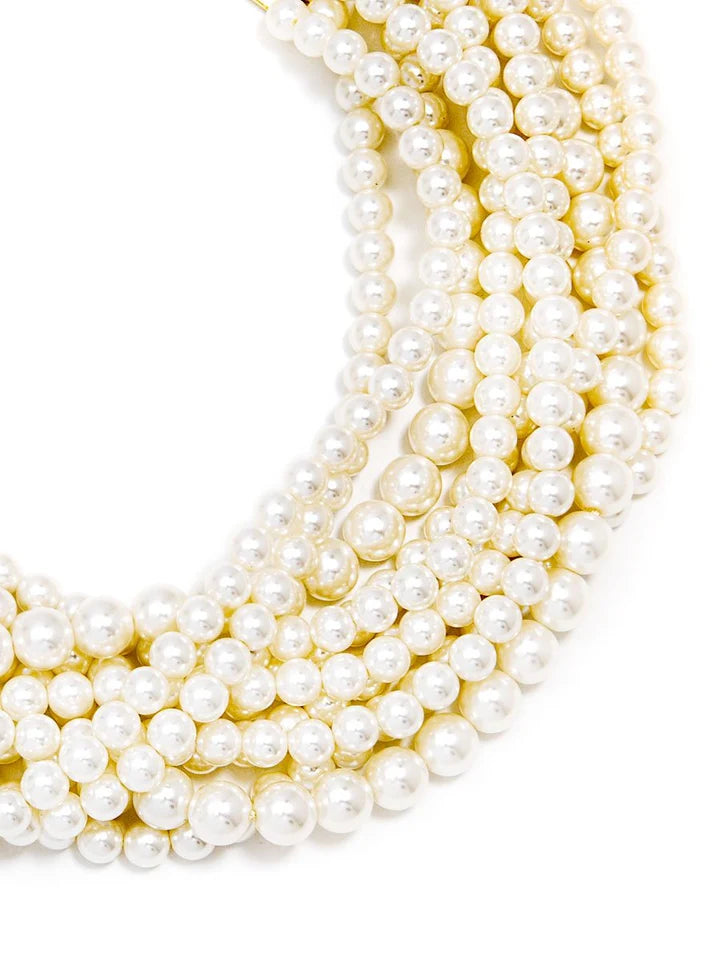 10 Strand Small Pearl Collar Necklace