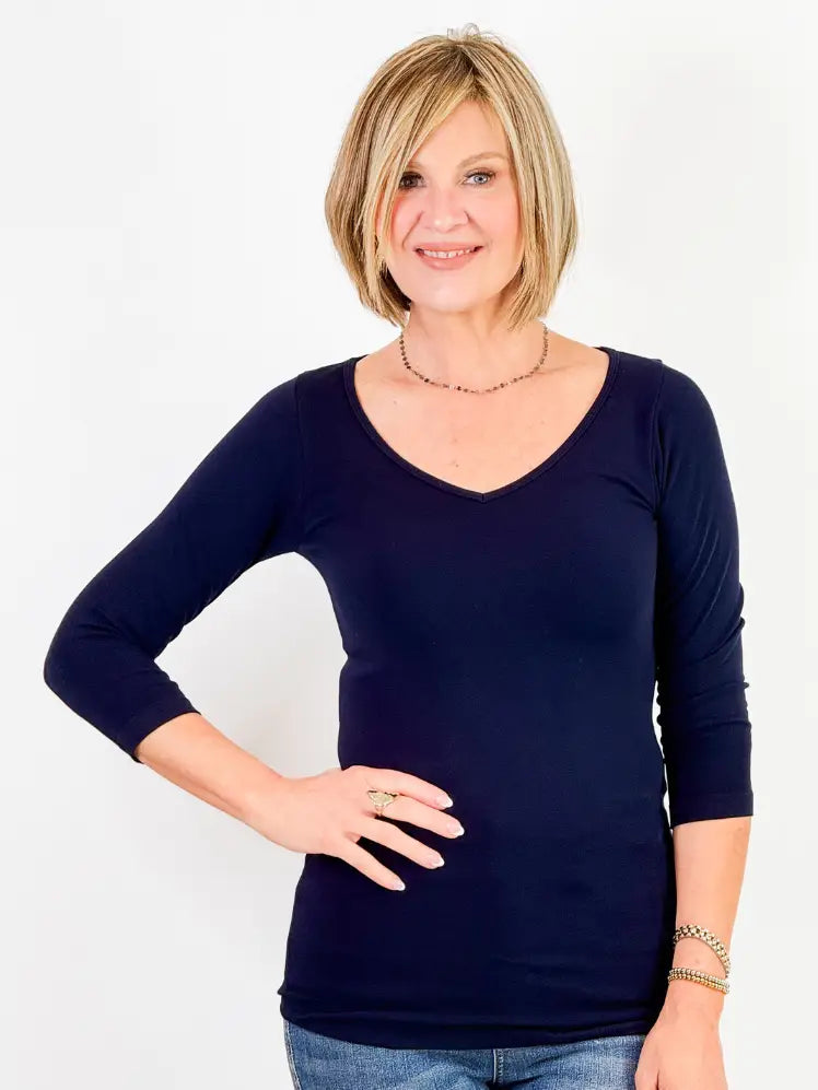 SALE: Three Quarter Sleeve Top - 8 Color Options