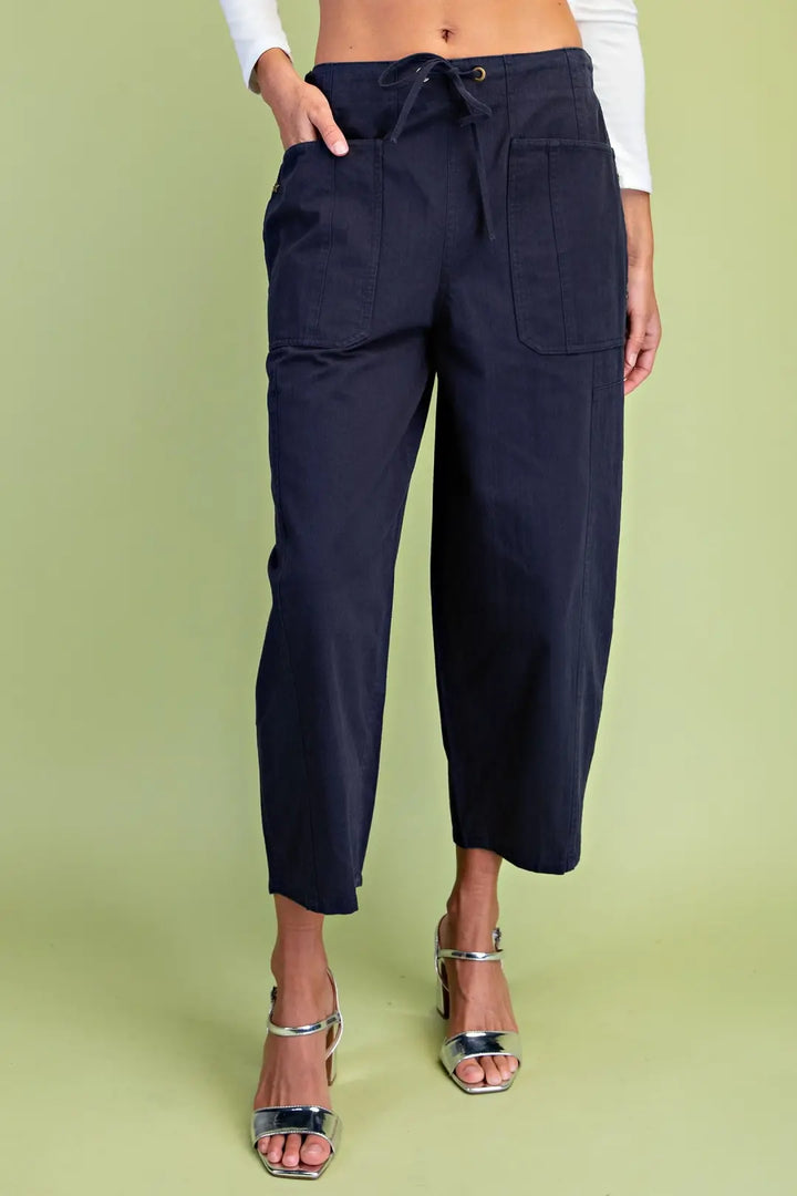 Utility Style Barrel Pants with Star Studs-3 Color Options