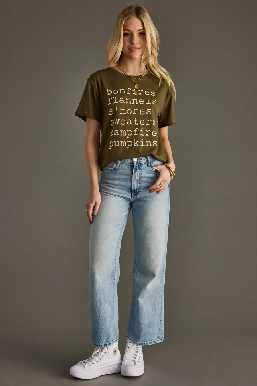 Fall Bonfires Graphic Tee-2 Color Options-Olive and Charcoal