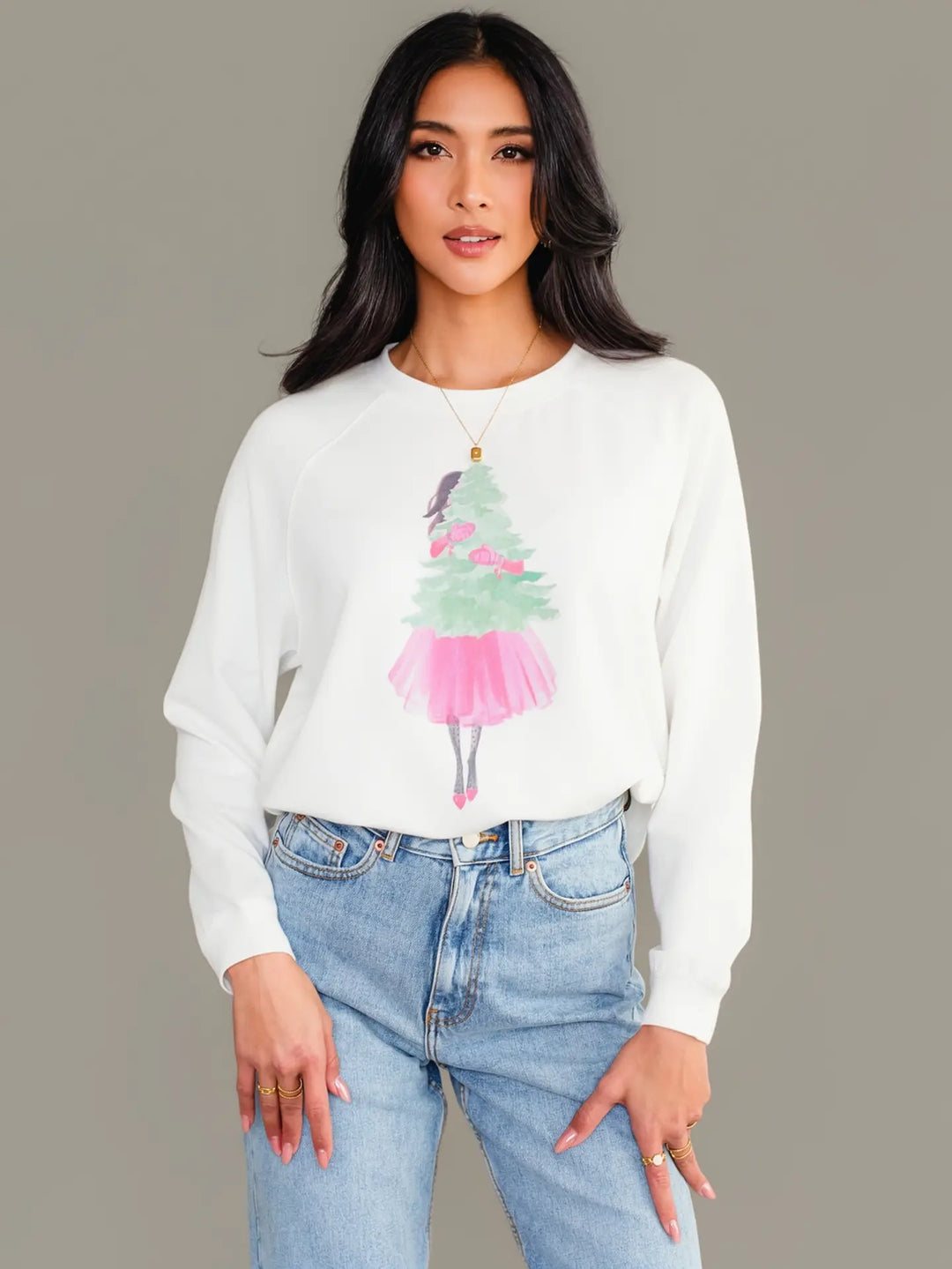 Girl with Pink Christmas Tree