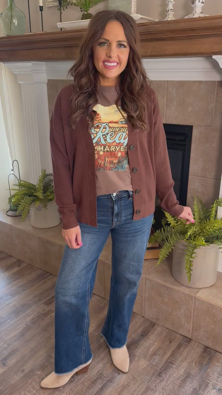 High Waist Straight Leg Dark Wash Denim Pants