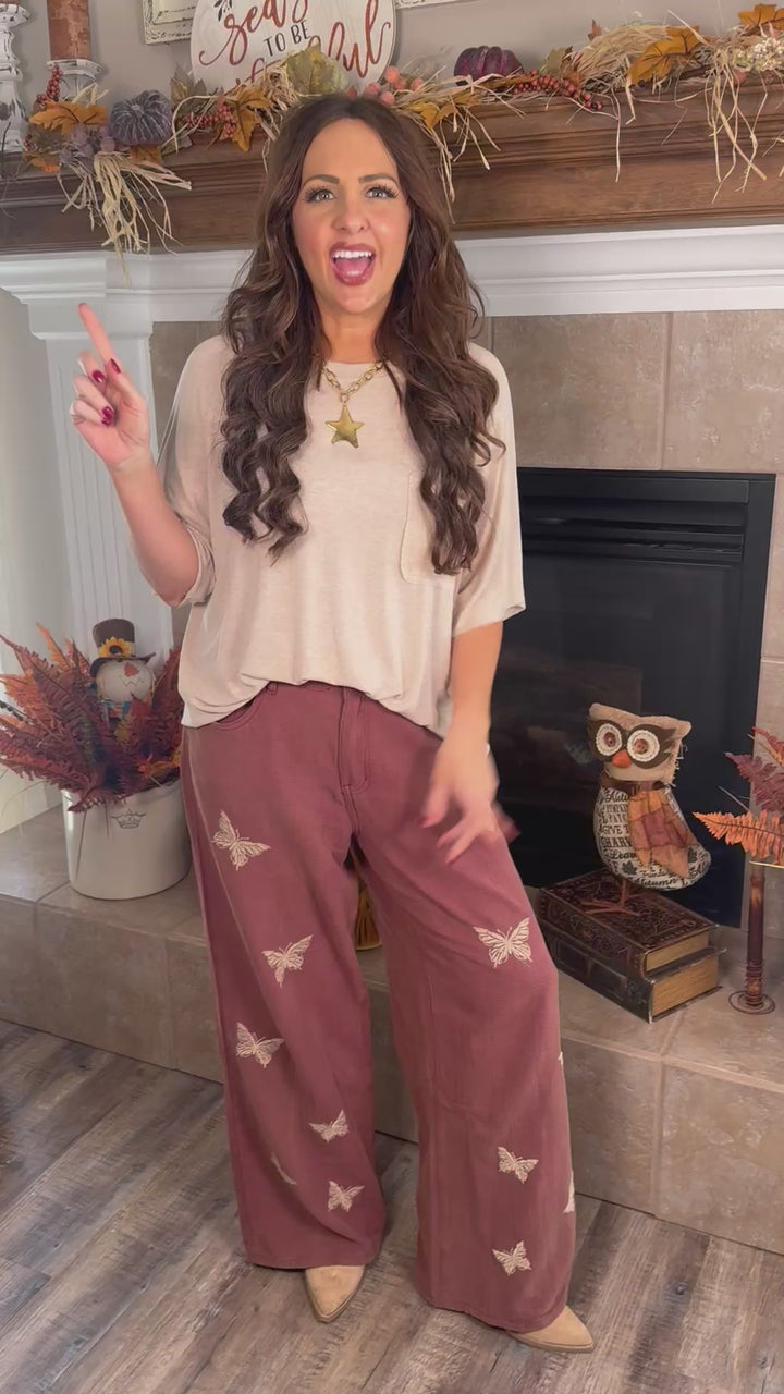 Burgundy Gauze Pants