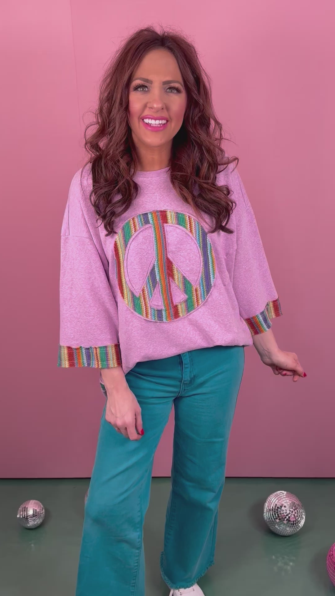 Peace Sign Patch Terry Knit Tunic