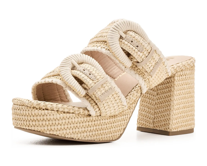 Raffia Wrapped Block Heel Sandal