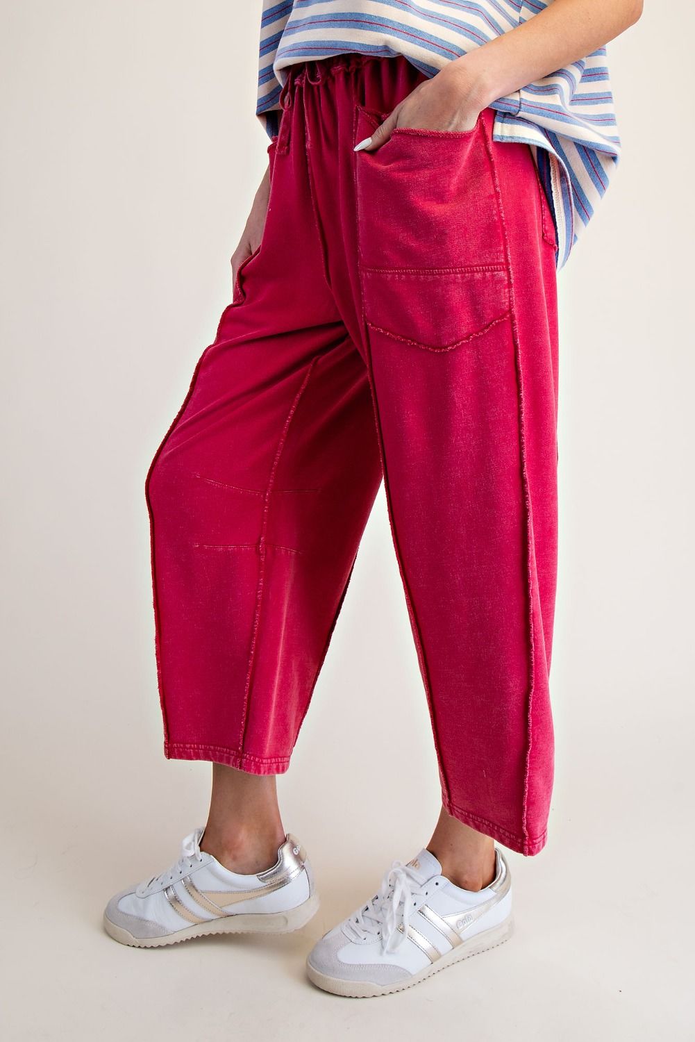 Mineral Wash Terry Knit Pants-4 Color Options-Pine Green eta October