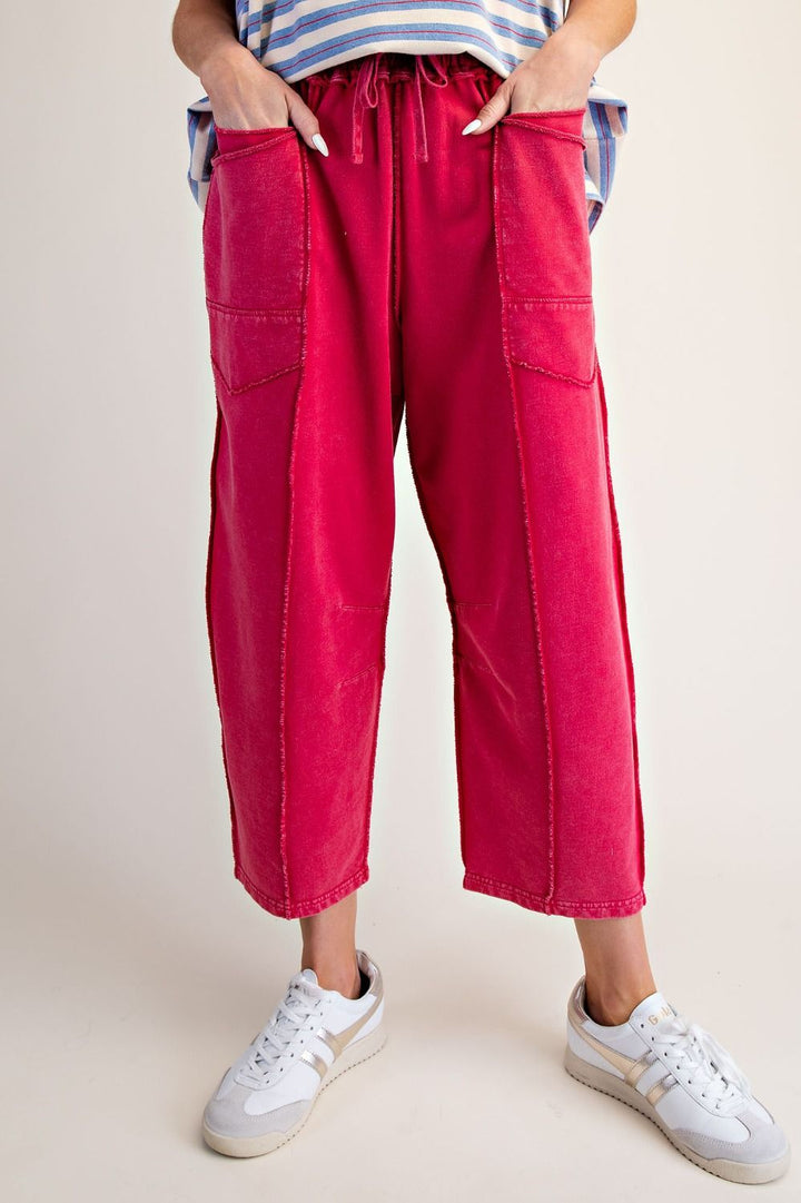 Mineral Wash Terry Knit Pants-4 Color Options-Pine Green eta October