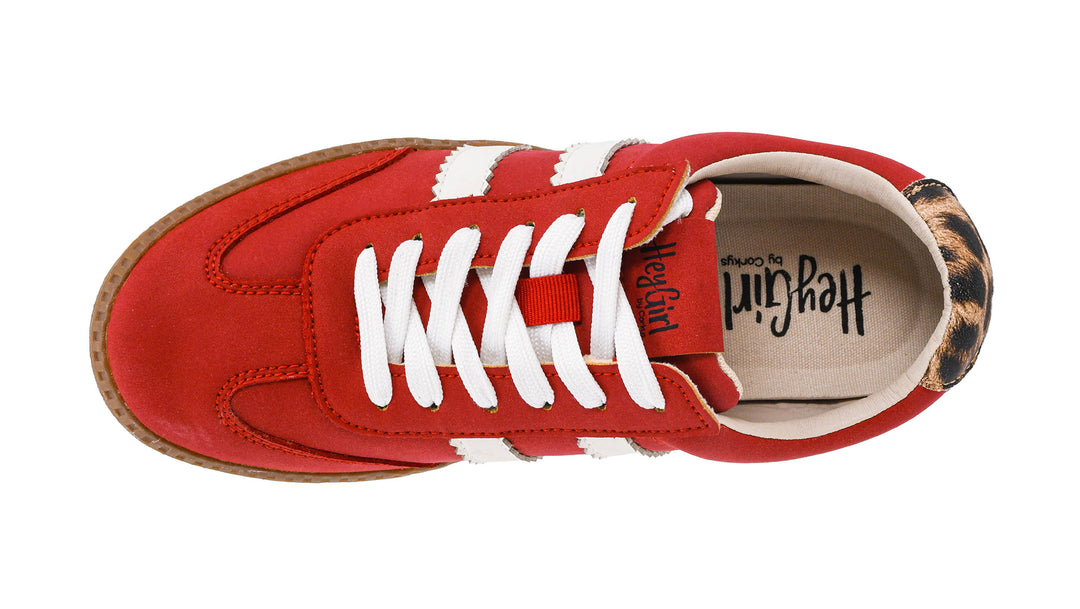 Trendy New Lace Up Sneaks-Red