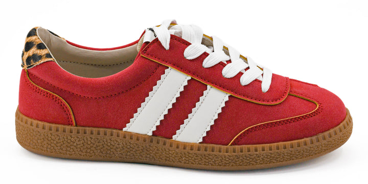 Trendy New Lace Up Sneaks-Red