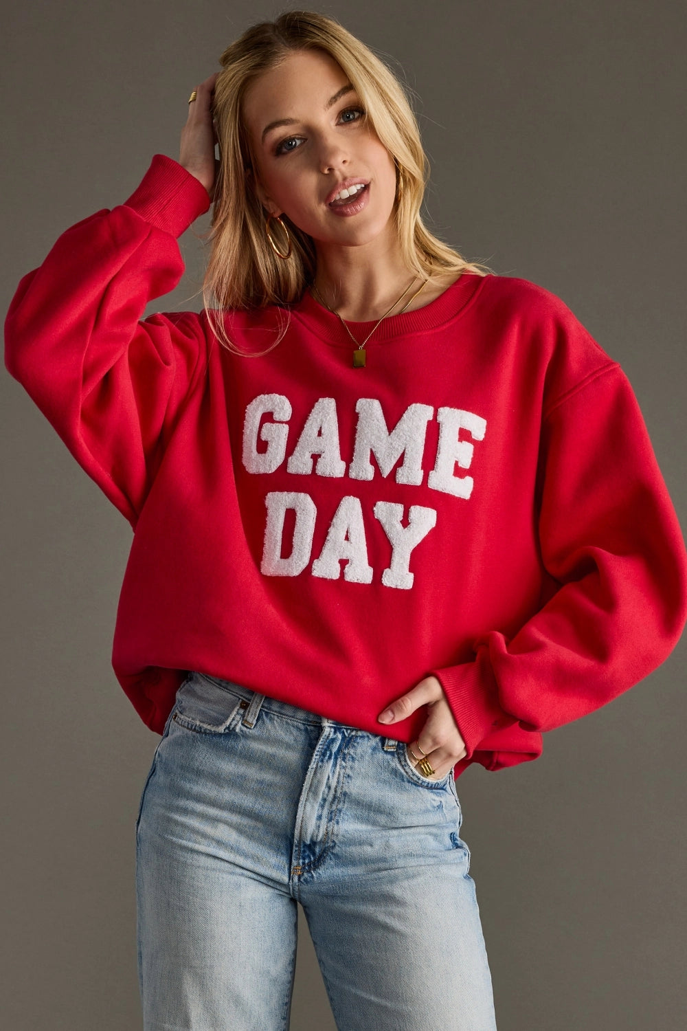 Oversize Sweatshirt Game Day-Red
