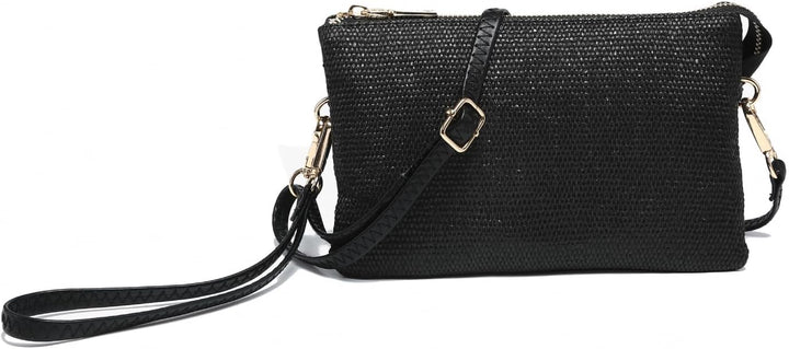 Straw Crossbody/Wrislet/Clutch-Black