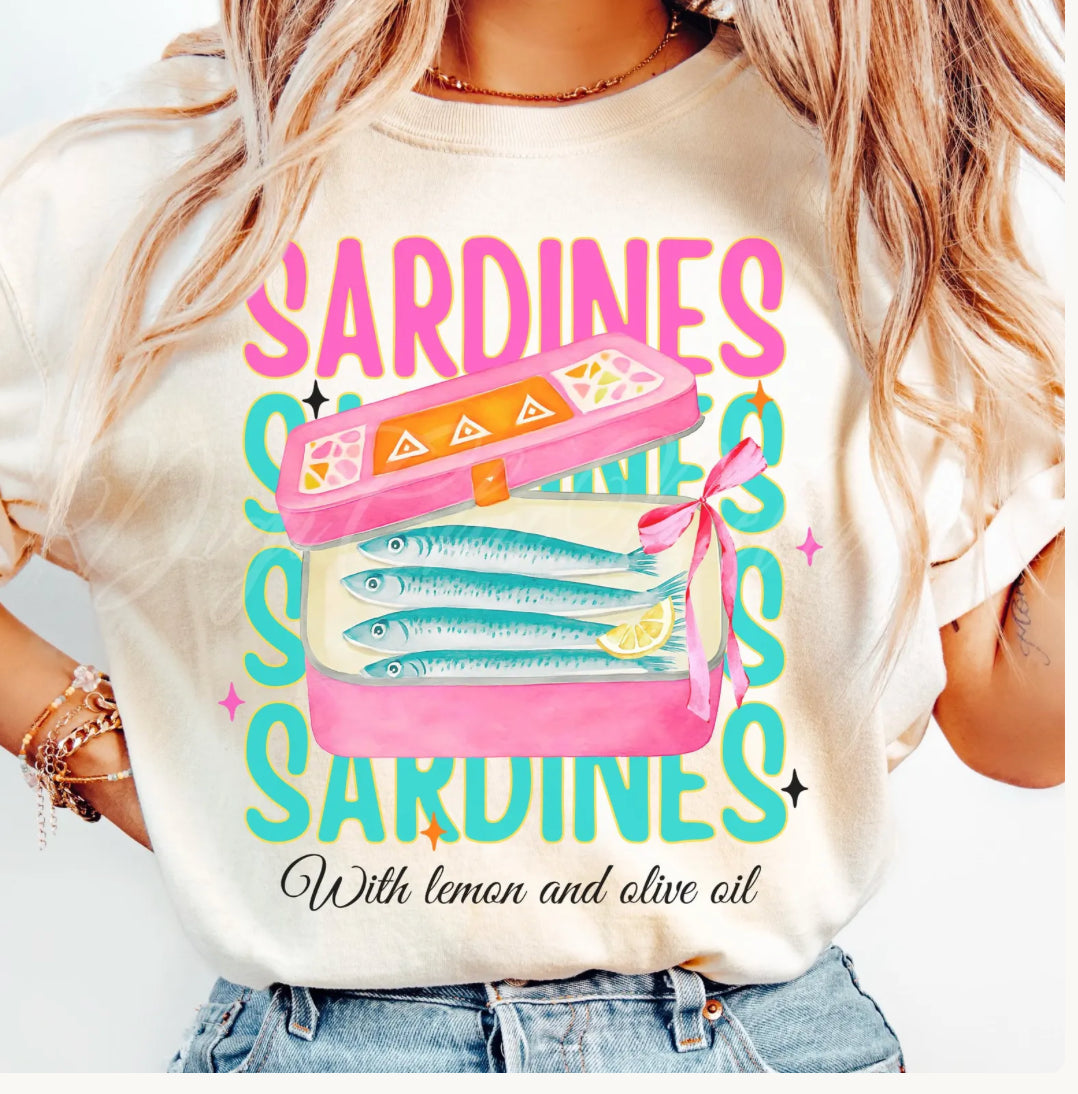 Neon Beachy Sardines Tee-White