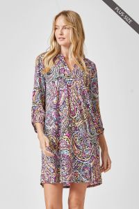 Black Multi-Colored Print Shift Dress - Available Small Through Extended Sizes