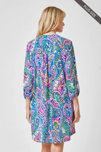 Royal Multi-Colored Print Shift Dress - Available Small Through Extended Sizes