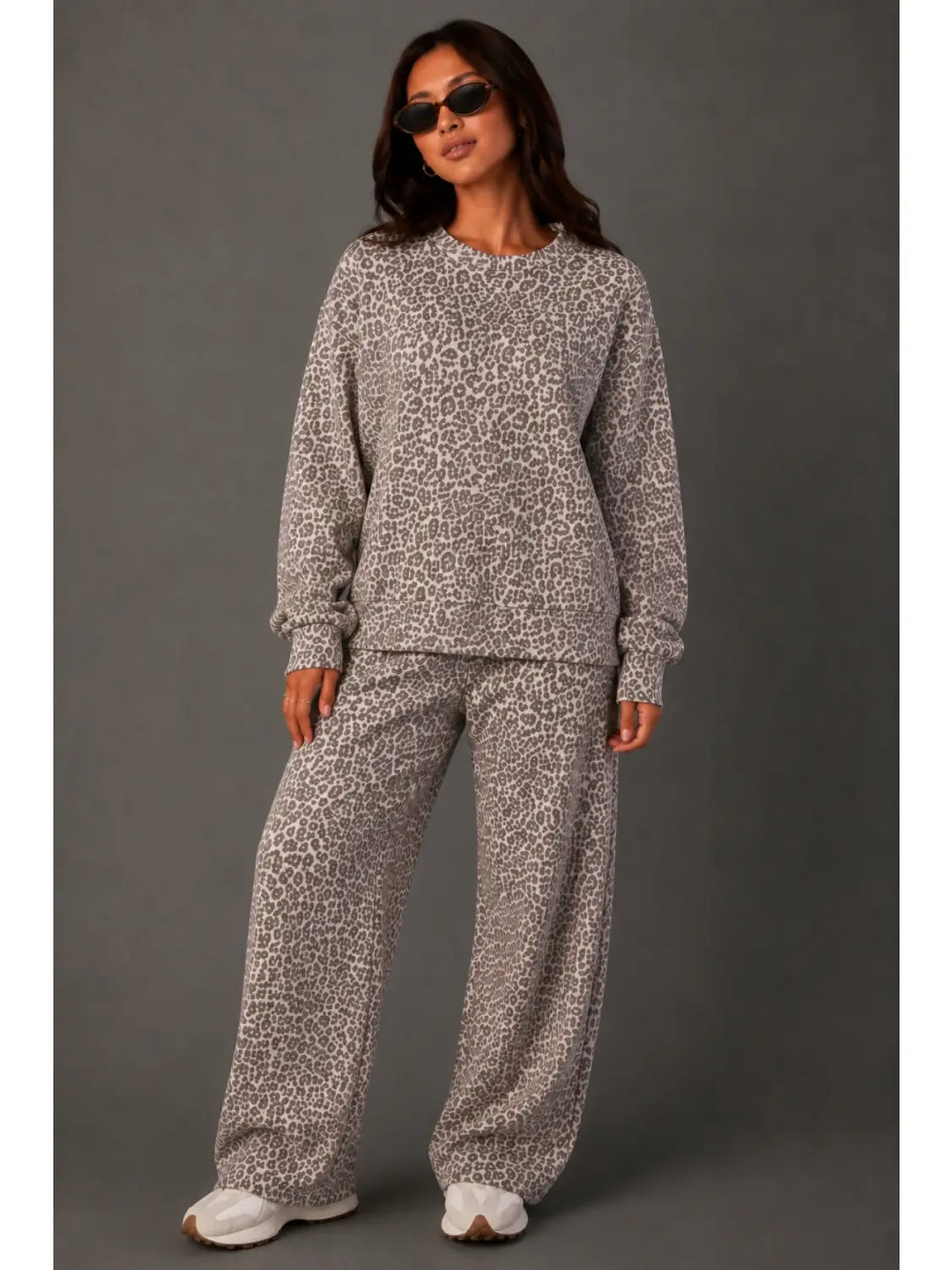 Leopard Sweatshirt-Cream and Brown Leopard