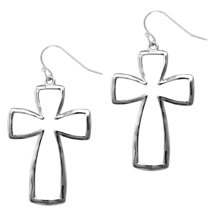 Cut Out Cross Earring-Gold and Silver-2"