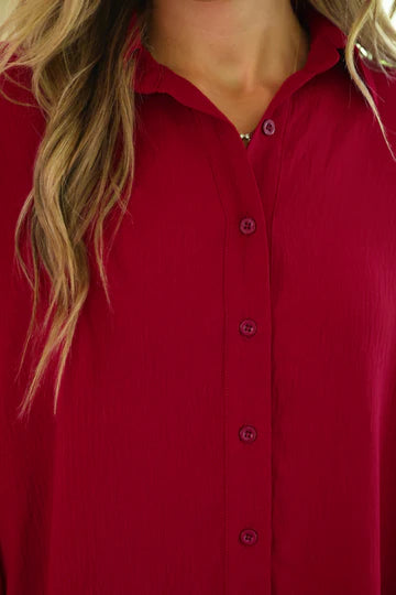 Sloan Button Up-Burgundy-Arrives July
