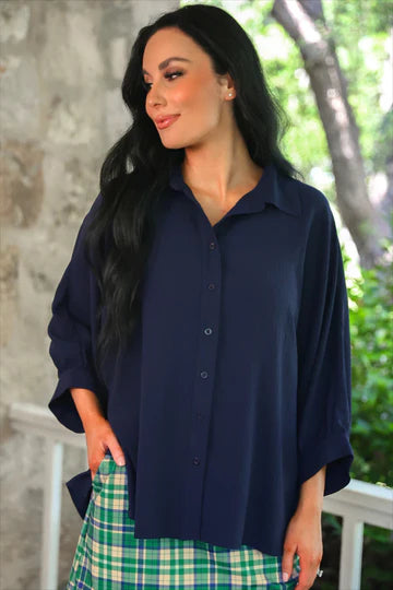 Sloan Button Up-Navy-Arrives July