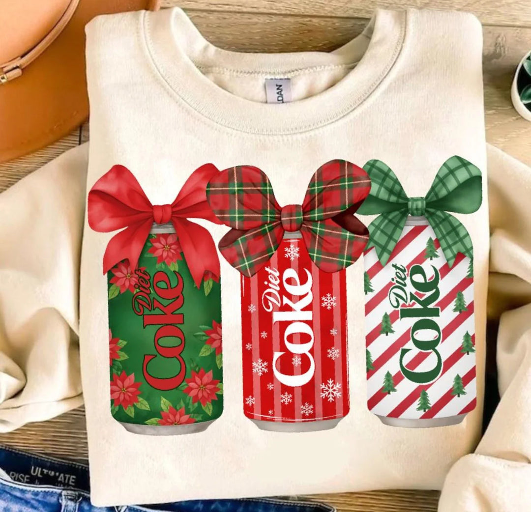 Soda Can Christmas Sweatshirt-Sand