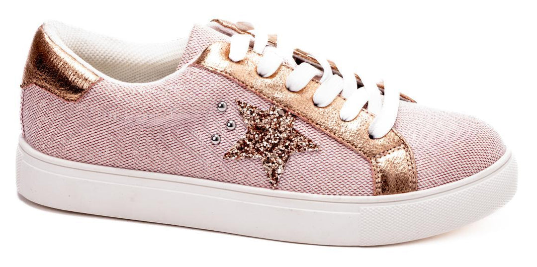 Rose Gold Sneaker w/Sparkly Star Detail