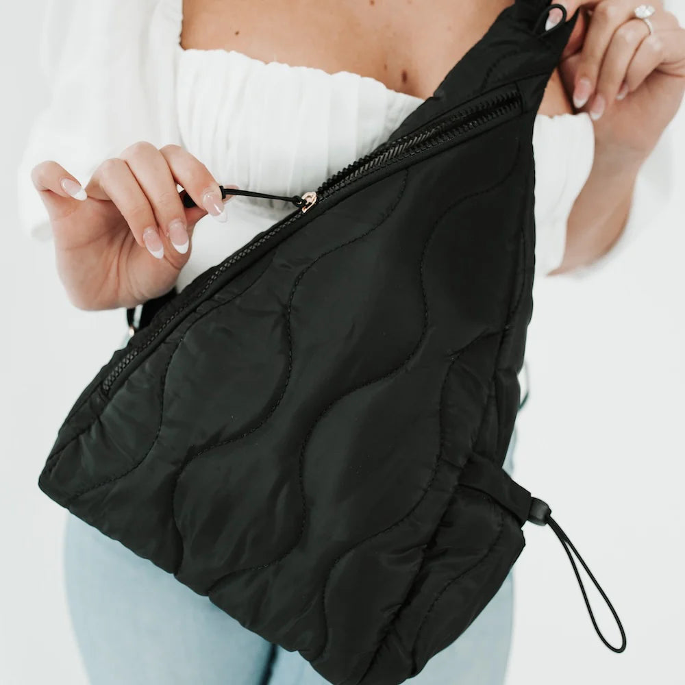 Black Puffer Sling Bag & Backpack