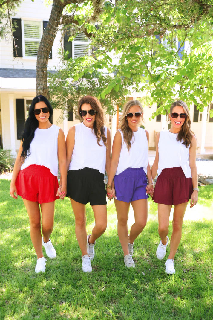 Sunny Strolls Ruched Shorts-4 Color Options