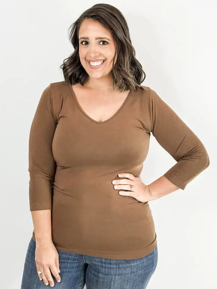 SALE: Three Quarter Sleeve Top - 8 Color Options