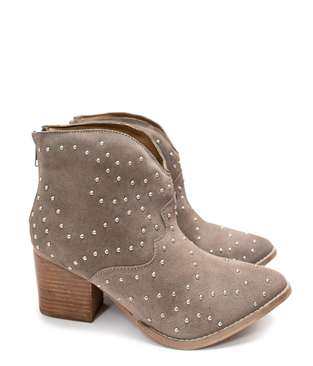 Twilight Studded Heeled Ankle Boot in Taupe