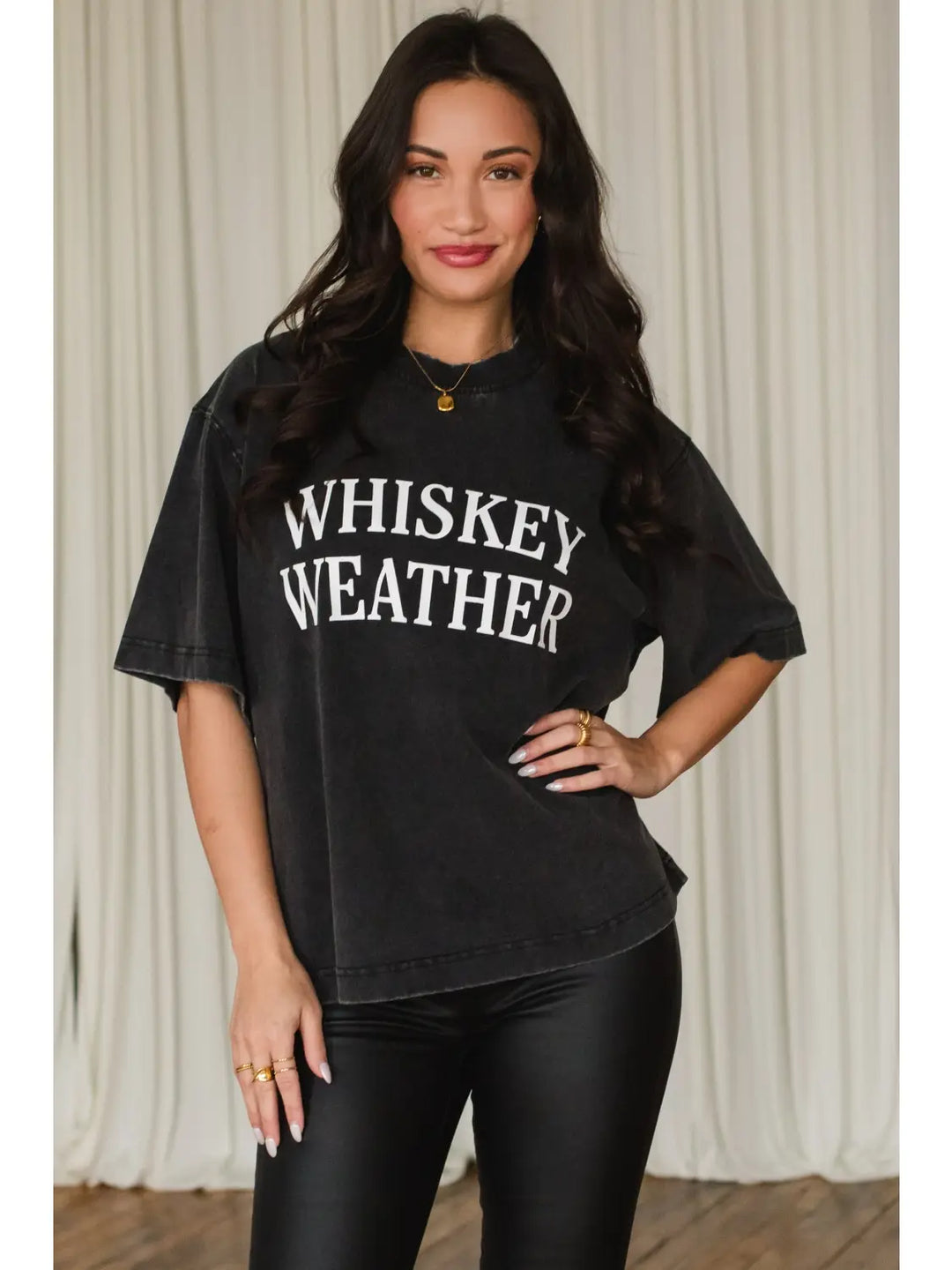 Whiskey Weather Tee-Washed Black