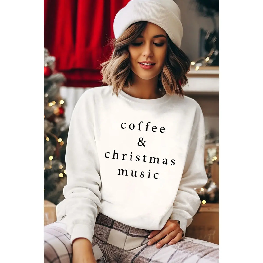 Mineral Wash White Sweatshirt-Christmas Music-Arrives mid October.
