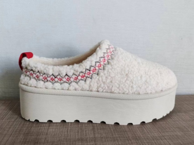 Fuzzy White Platform Slip-Ons