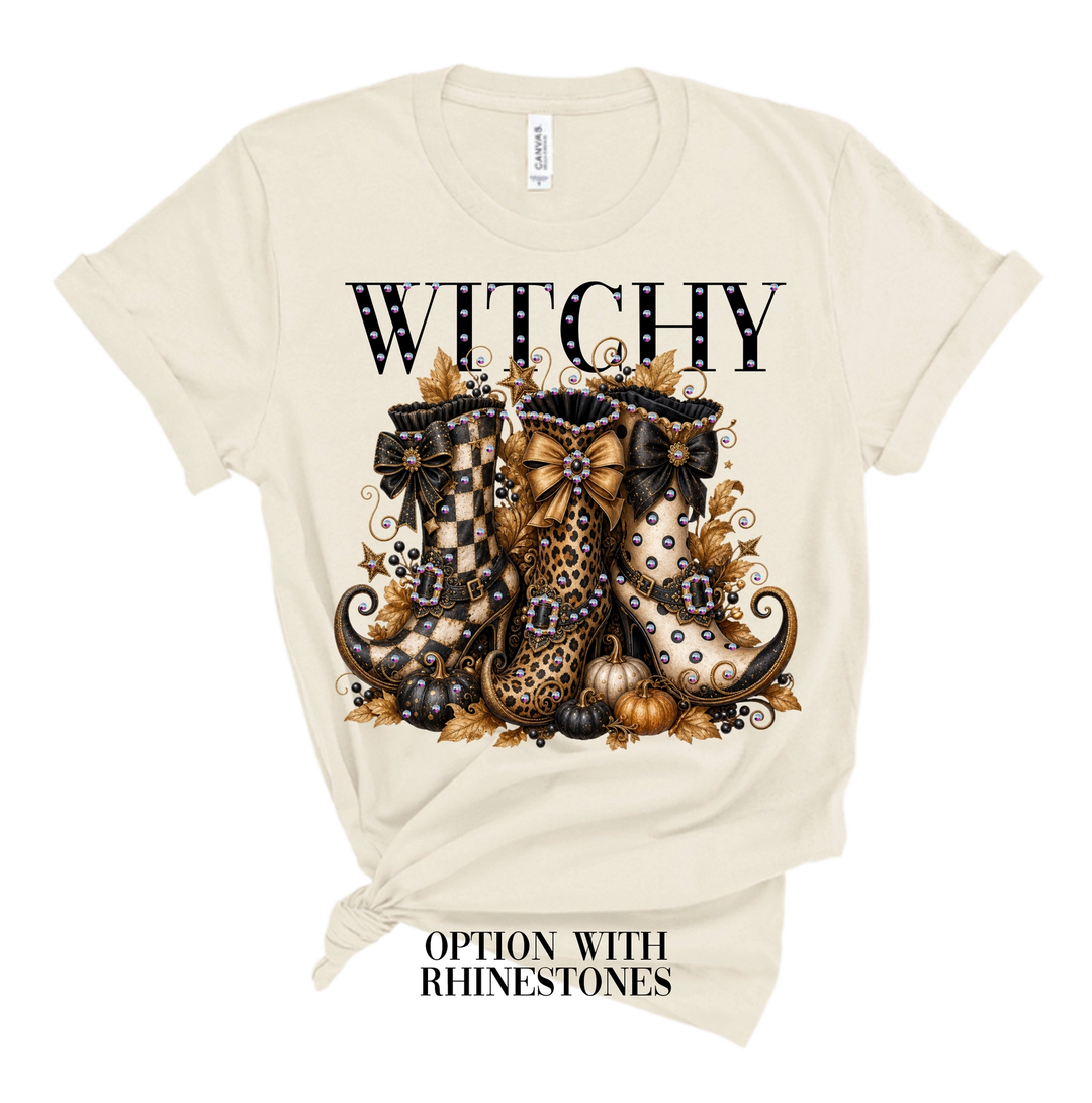 Witchy Rhinestone Tee-Natural