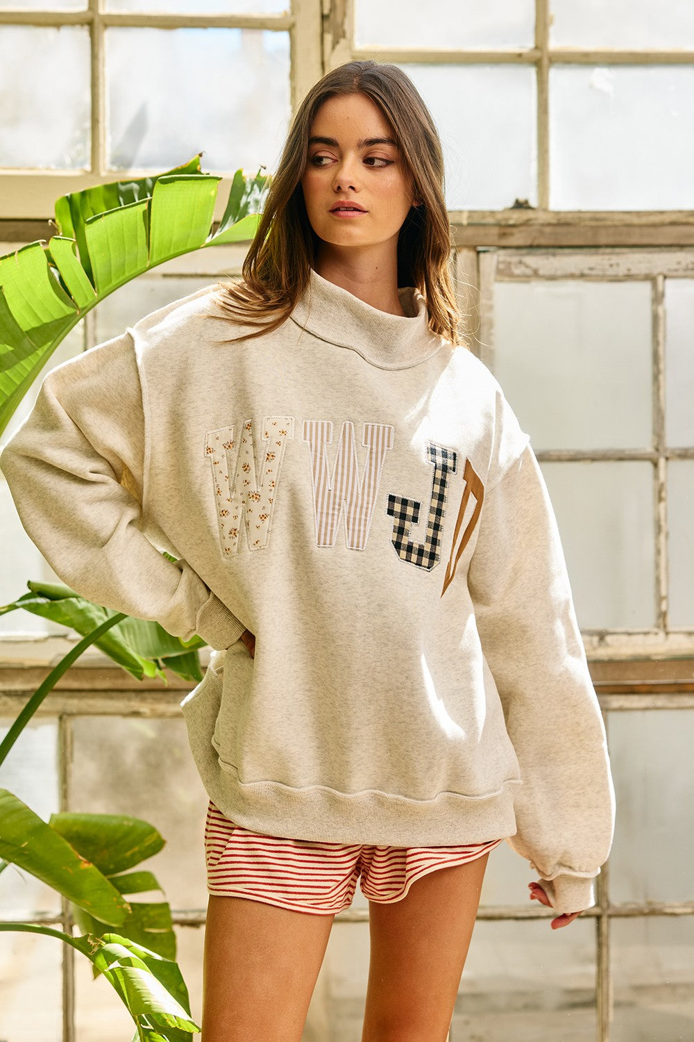 WWJD Mock Neck-Ash Grey
