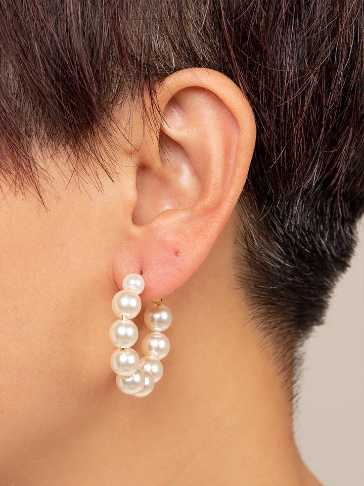 Chunky Pearl Hoop Earring